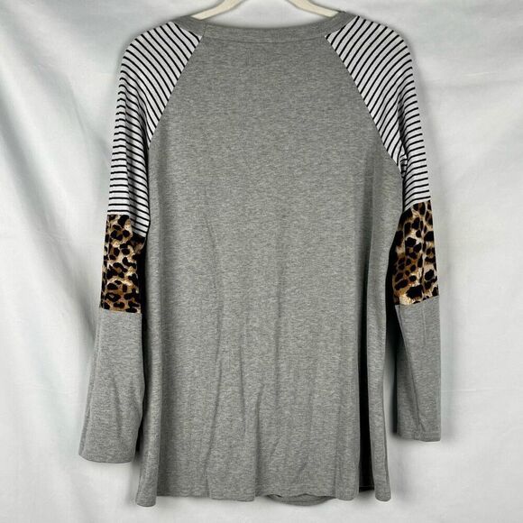 Women’s Long Sleeve Stripe Leopard T-shirt Large - Picture 4 of 11